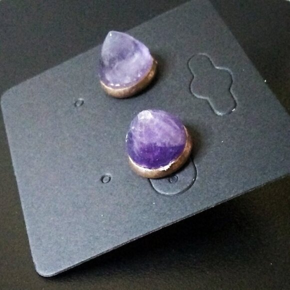 Edgy Amethyst Cone Studs Post Earrings ~ Tranquility & Calm ~ Reiki ~ Meditation - Picture 3 of 8